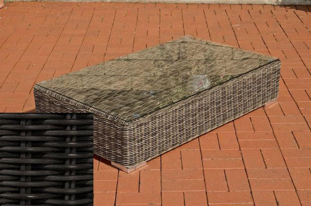 TPFGarden Lounge-Tisch Arno in Schwarz mit Glasplatte und Rattan-Design, B/T: 100 x 50 cm - Bild 1