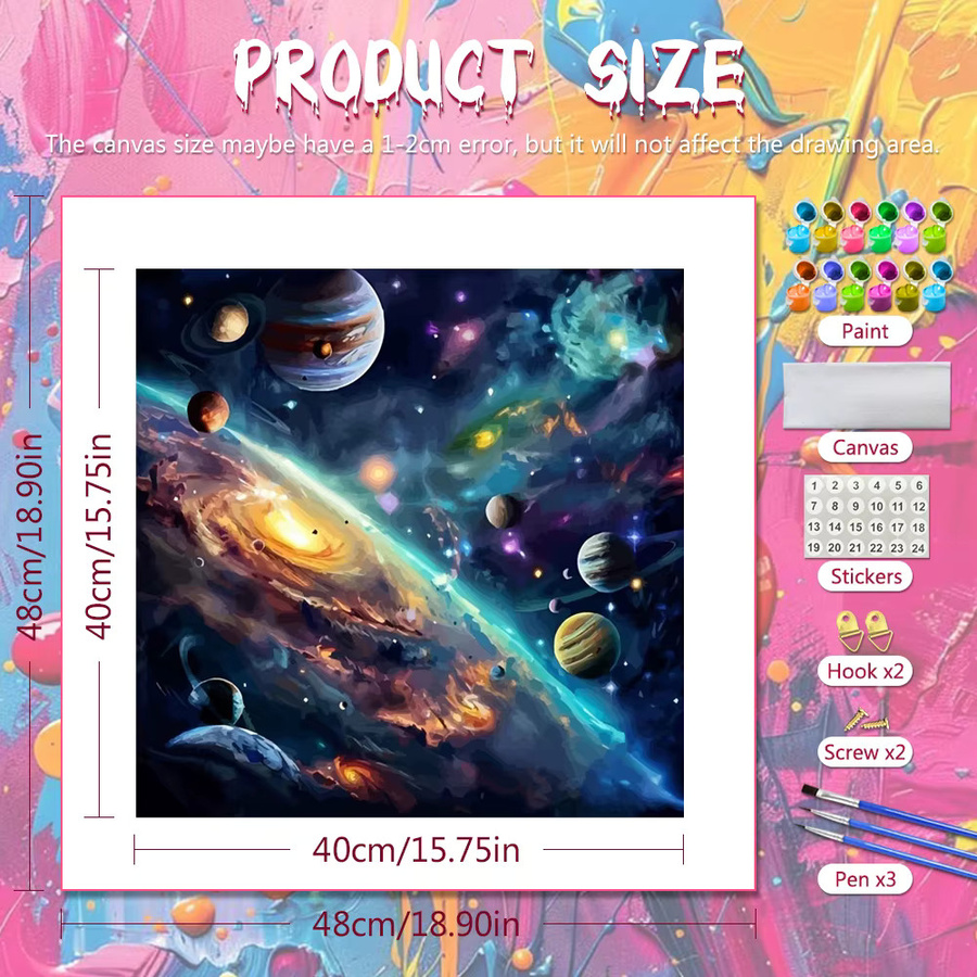 Huacan Malen nach Zahlen Set Universum Abstract Weltraum DIY Ölgemälde Multicolor - Bild 2