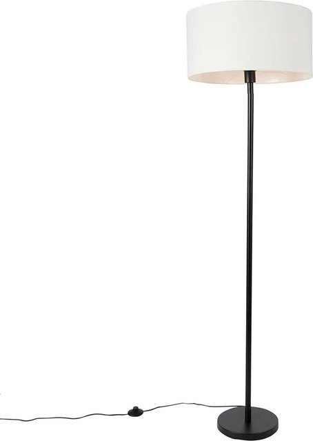 QAZQA Stehleuchte Simplo modern in Schwarz mit weißem Stoffschirm, dimmbar, E27, Höhe: 170 cm - Bild 1