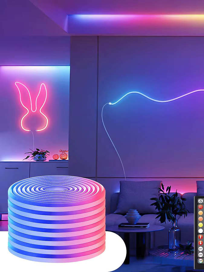 Aiopp RGBIC LED-Neonstreifen in Multicolour mit App-Steuerung, Fernbedienung und Musik-Synchronisation, IP67 wasserdicht und flexibel für den Innenbereich - Bild 5