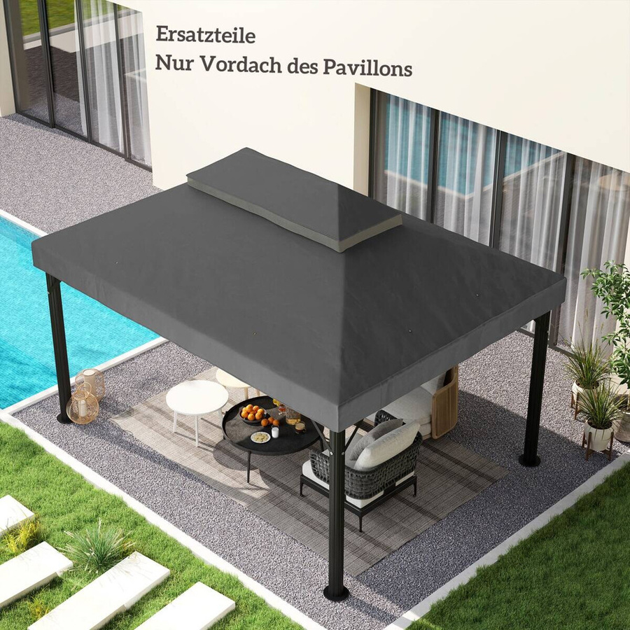Outsunny Ersatzdach für Pavillon aus Polyester, wasserdicht und UPF 50+, Dunkelgrau, B/T: 300 x 400 cm - Bild 5