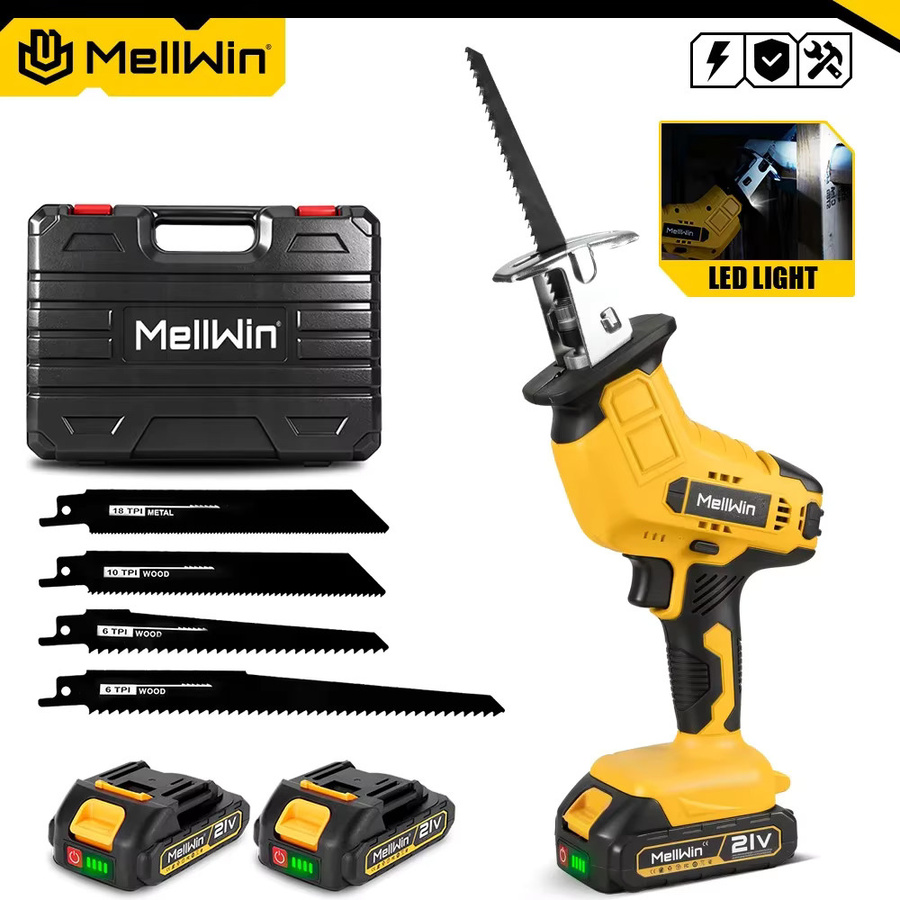 MELLWIN Akku-Elektro-Säbelsäge 12000 SPM Multi-Elektrosäge für Metall, Holz und Rohre, Gelb, kompatibel mit Makita 18V LXT Akku - Bild 5
