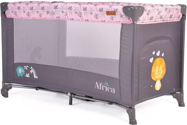 Cangaroo Reisebett Africa Laufstall mit Seiteneingang, Matratze und Sichtfenster in Rosa - Bild 1
