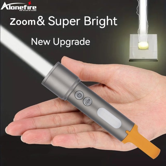 Alonefire USB aufladbare LED Taschenlampe mit High Power Zoom und RGB-Farbmodus für Outdoor, Camping und Angeln - Bild 1