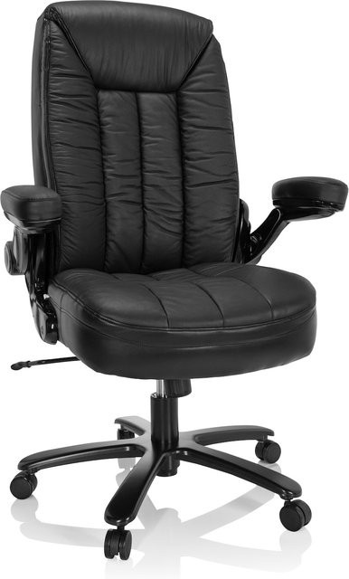 hjh OFFICE Drehstuhl INSTRUCTOR III XXL Executive Chair aus Leder in Schwarz mit abklappbaren Armlehnen - Bild 1
