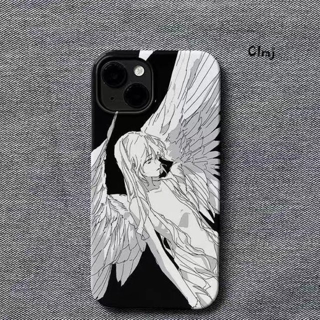 Clmj Engel Handyhülle mit glänzendem Design für iPhone 11 bis iPhone 16 Pro Max, Multicolor, Hard PC-Abdeckung - Bild 1