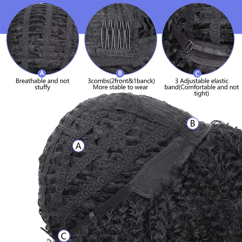 ISIGROSI Afro-Lockenperücke, 11 Zoll, Schwarz, Damen - Bild 3