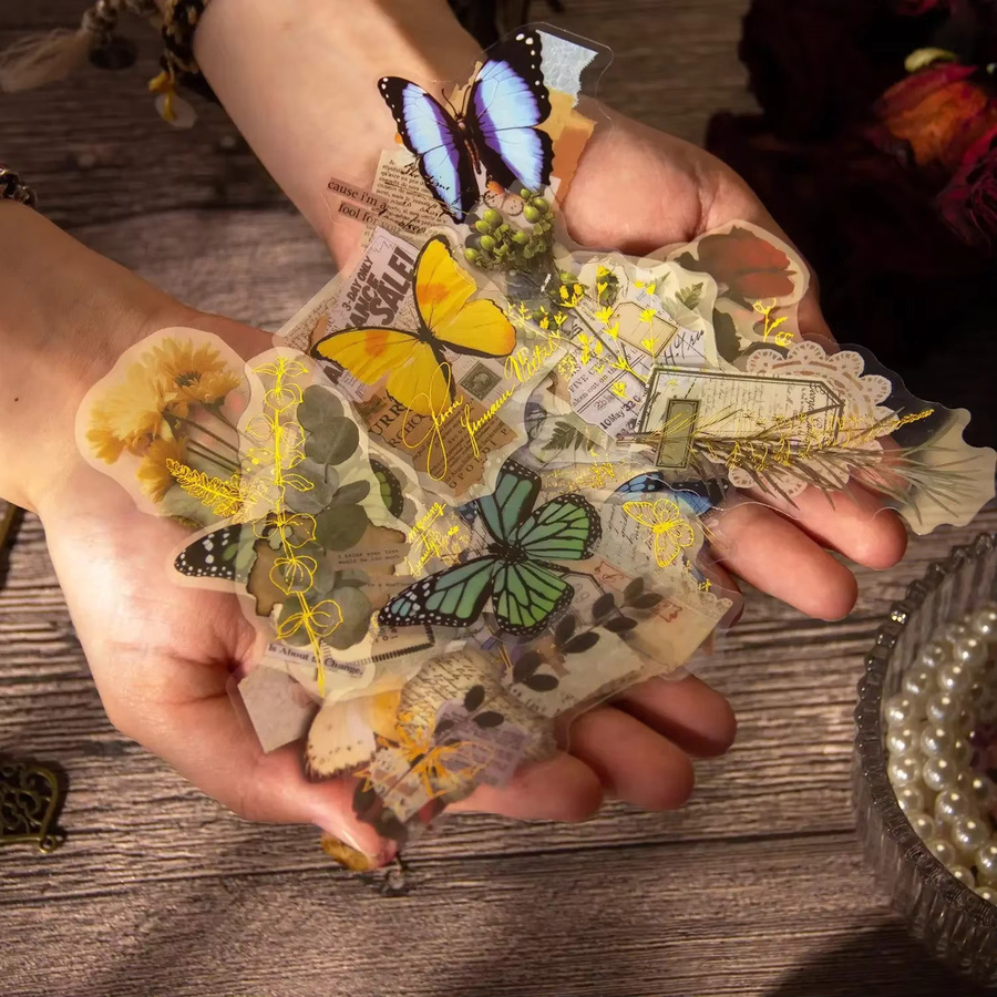 30 Stück transparente Blumen und Schmetterling Aufkleber in Multicolour zur Dekoration von Telefon, Laptop, Wasserflaschen und Planern - Bild 1