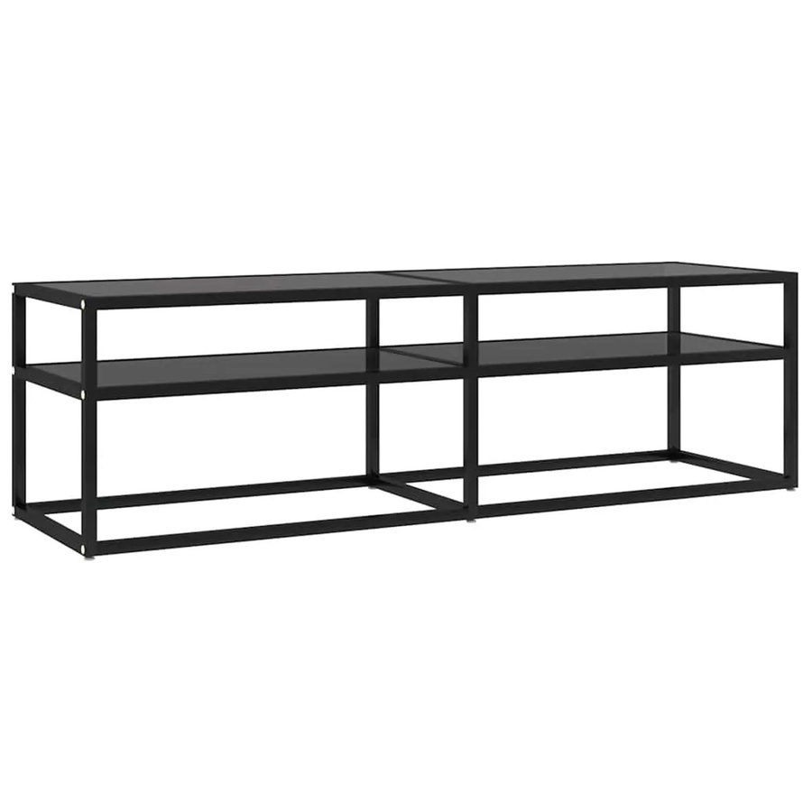vidaXL TV-Schrank modern in Schwarz aus Hartglas und pulverbeschichtetem Stahl, B/T/H: 140 x 40 x 40,5 cm - Bild 2