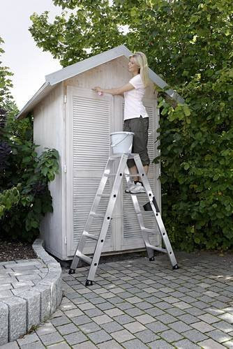 MUNK Aluminium Stufen-Doppelleiter Silber mit 2 x 5 Stufen und 2,75 m Arbeitshöhe - Bild 1