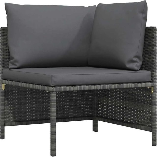 vidaXL Modulares Ecksofa in L-Form aus Poly Rattan mit Kissen, Anthrazit/Grau - Bild 1