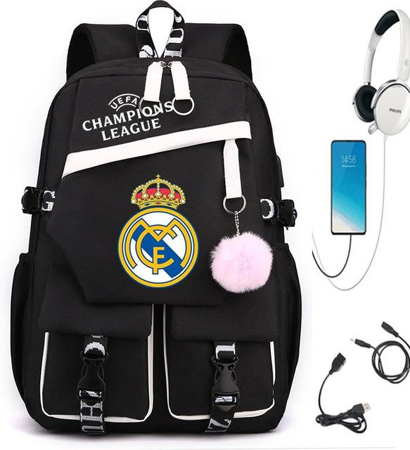 3-teiliges Schulrucksack-Set für Schüler in Schwarz aus Oxford-Stoff mit großem Fassungsvermögen inklusive Schultergurt und Federmäppchen - Bild 1