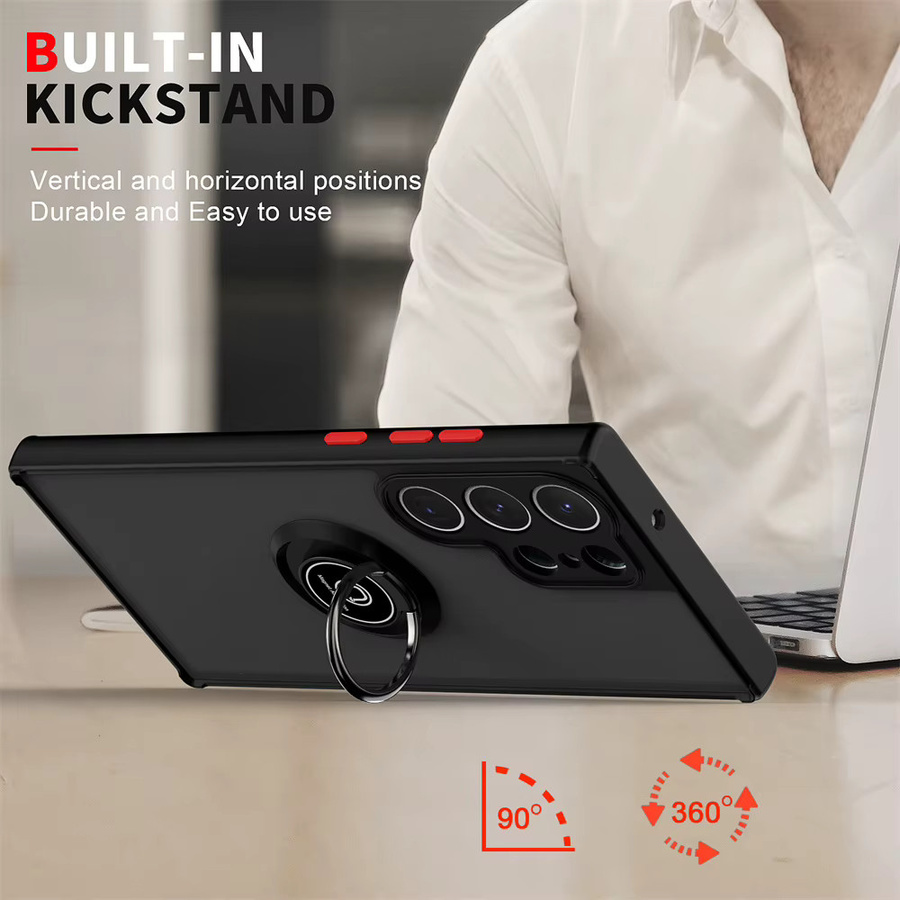 Stoßfeste Panzerhülle mit Magnethalterung für Samsung Galaxy S24 S23 S22 S21 S20 Ultra Note 20 Ultra 5G A32 A52 A72 S10 Plus in Schwarz Matt - Bild 3