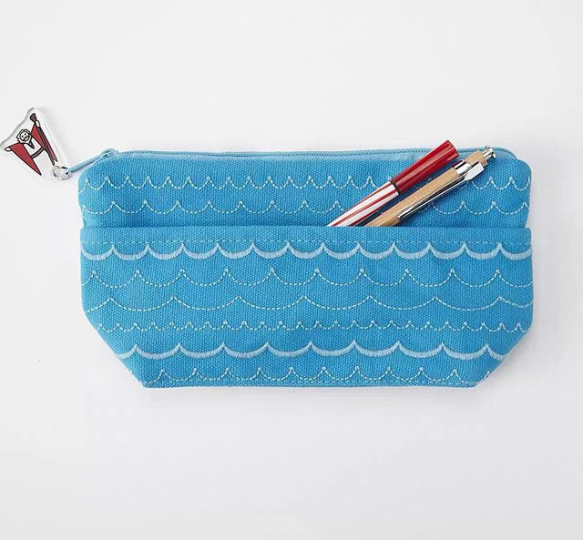 CHENJ Kosmetiktasche und Aufbewahrungstasche für Schulbedarf mit Cartoon-Ozean-Design in Blau und Beige - Bild 1