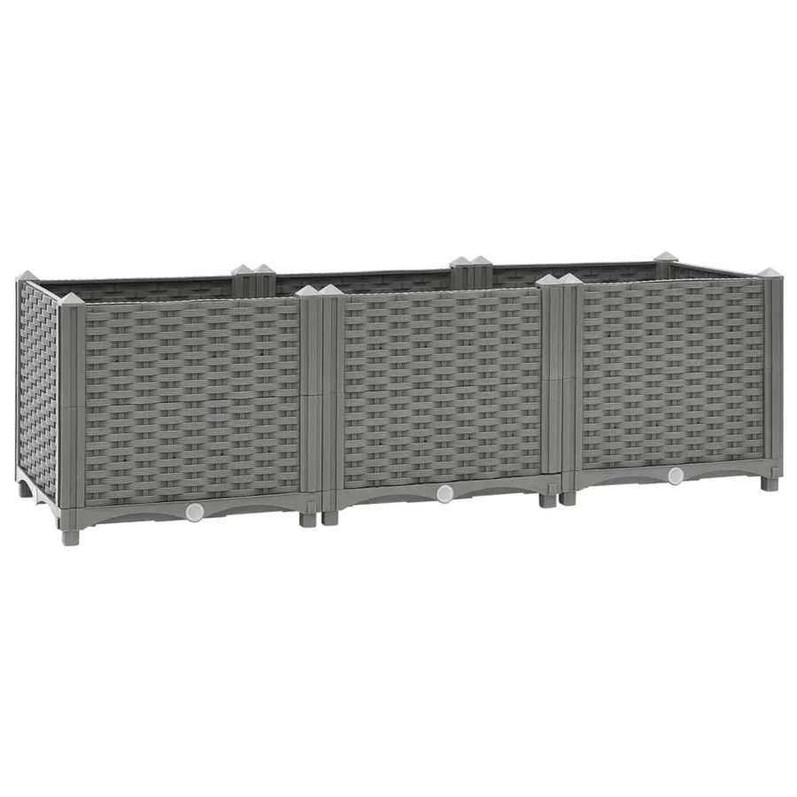 furnicato Hochbeet in Rattan-Optik aus Polypropylen, Farbe: Grau, B/T/H: 120 x 40 x 38 cm - Bild 2