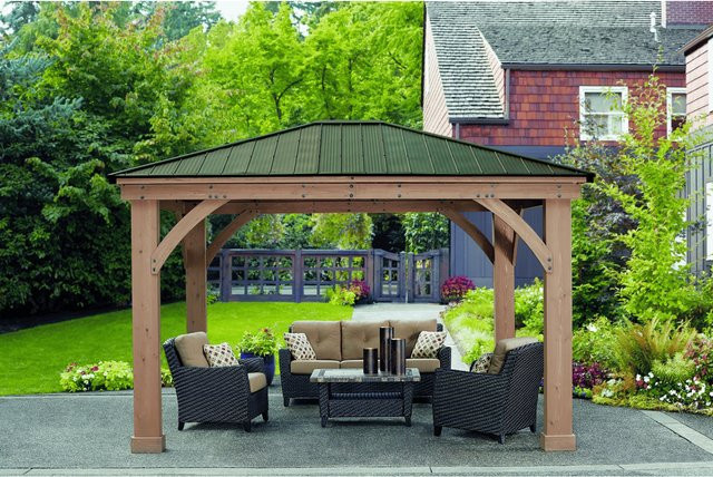 Westmann Premium Holzpavillon Devon aus Cedar-Holz in Mokkabraun B: 366 cm - Bild 1