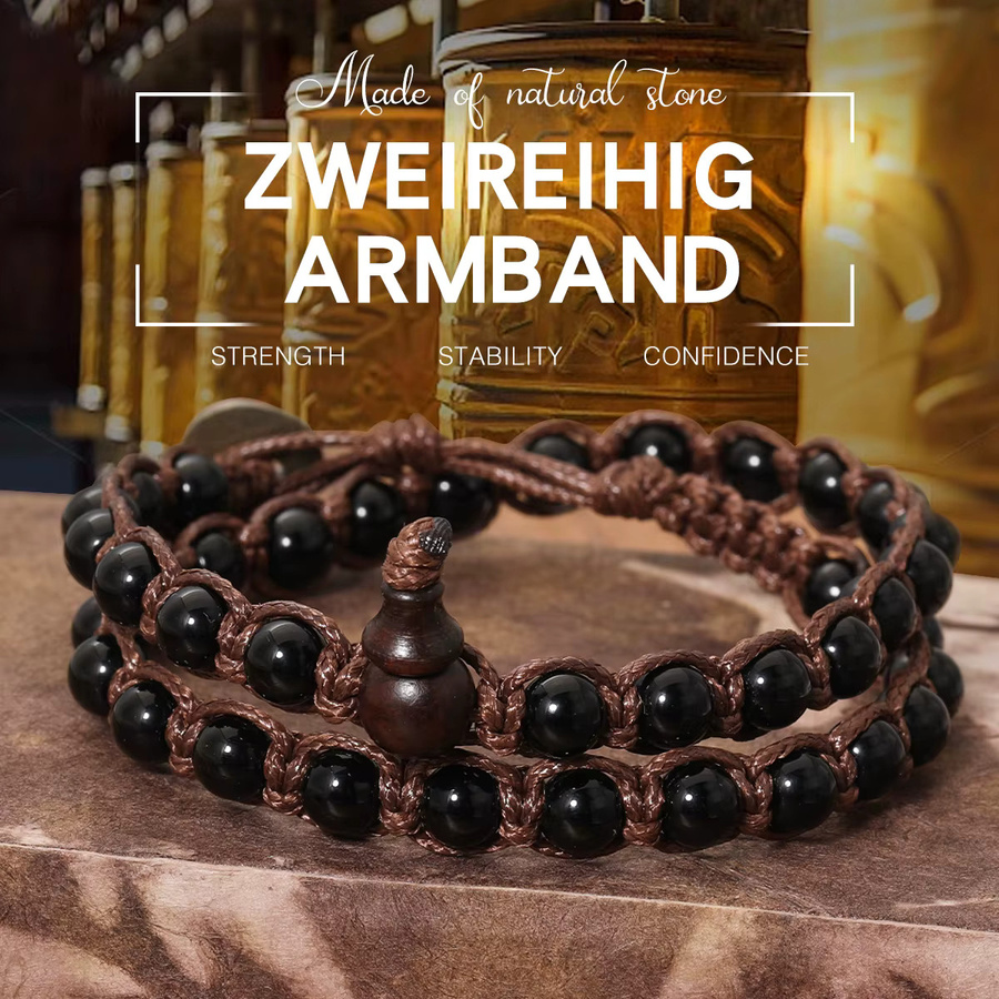 SANSWL Armband, Steinperlen, 6 mm, Schwarz, Unisex - Bild 2