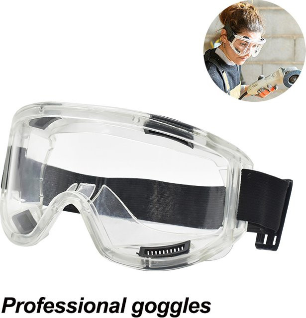 Professionelle Full Vision Schutzbrille in Transparent, beschlagfrei, spritzwasser-, staub-, wind- und sanddicht für Sport, Reiten und Skifahren - Bild 1