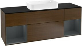 V&B Waschtischunterschrank Finion mit Wandbeleuchtung, Breite: 160 cm, Tiefe: 50,1 cm, Höhe: 50,1 cm, lackiert in Platinblau matt - Bild 1