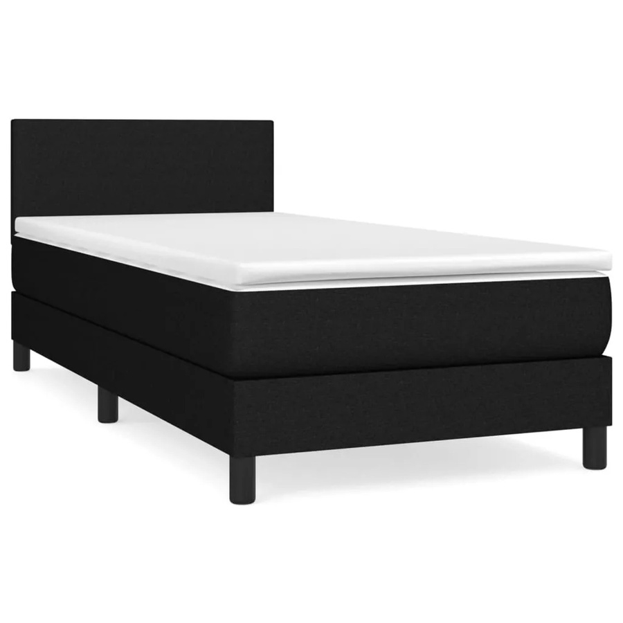 vidaXL Boxspringbett mit Matratze Schwarz aus Stoff, Hybrid-Design mit Taschenfedern, B/T: 100 x 200 cm - Bild 2