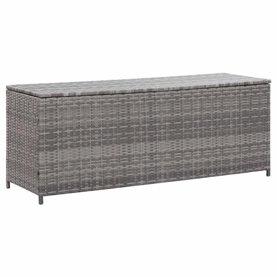vidaXL Garten-Auflagenbox aus Poly Rattan in Grau mit pulverbeschichtetem Stahlgestell, B/T/H: 150 x 50 x 60 cm - Bild 2