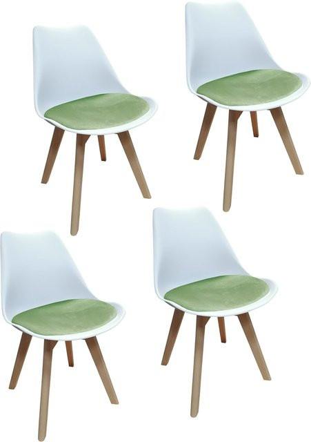 HTI-Living Stuhl Atlanta Modern in Weiß und Hellgrün aus Velvet mit Metallgestell - Bild 1