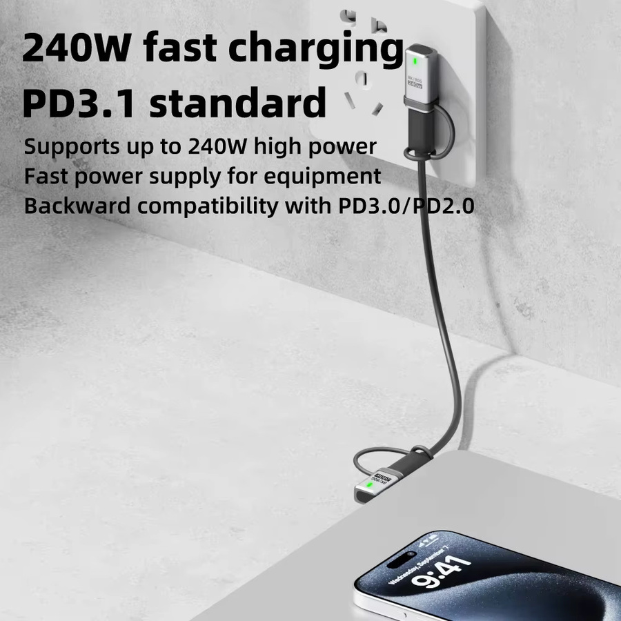NNBILI USB 4 V2.0 Typ C 90-Grad-Adapter mit 120 Gbit/s, 240 W 5 A Schnellladung und 8K@60Hz Daten-OTG-Konverter für MacBook und Laptop - Bild 3