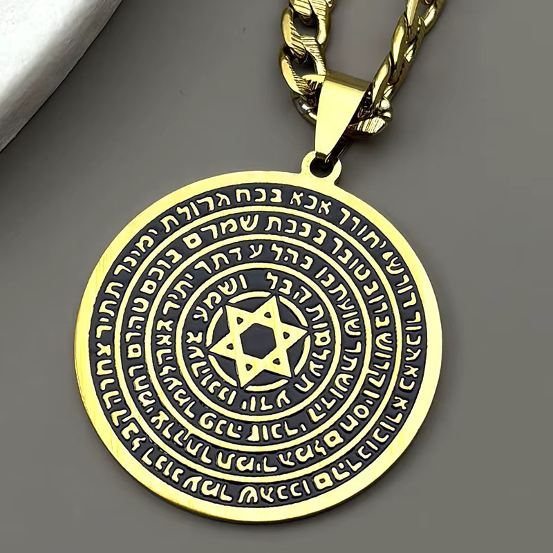 JYTF Halskette Hexagramm-Anhänger, Edelstahl, Gold, Unisex - Bild 1