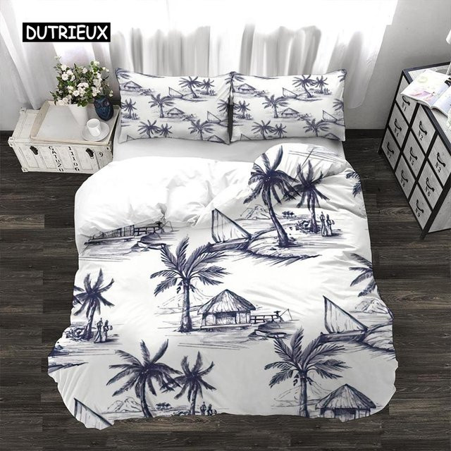 Flylo Bettwäsche-Set mit Palmblatt-Motiv in Tropisch-Natur-Optik, B/H: 135 x 200 cm - Bild 1