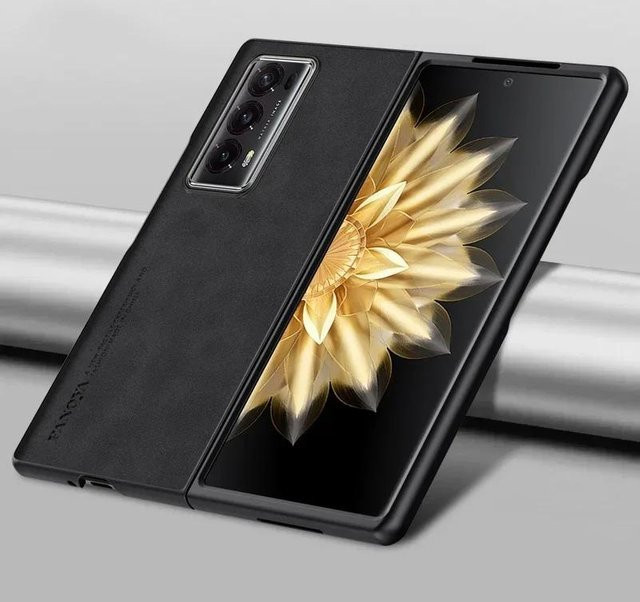 Honor Luxus-Leder Handyhülle für Honor Magic V2 5G in Schwarz, matt und stoßfest - Bild 1