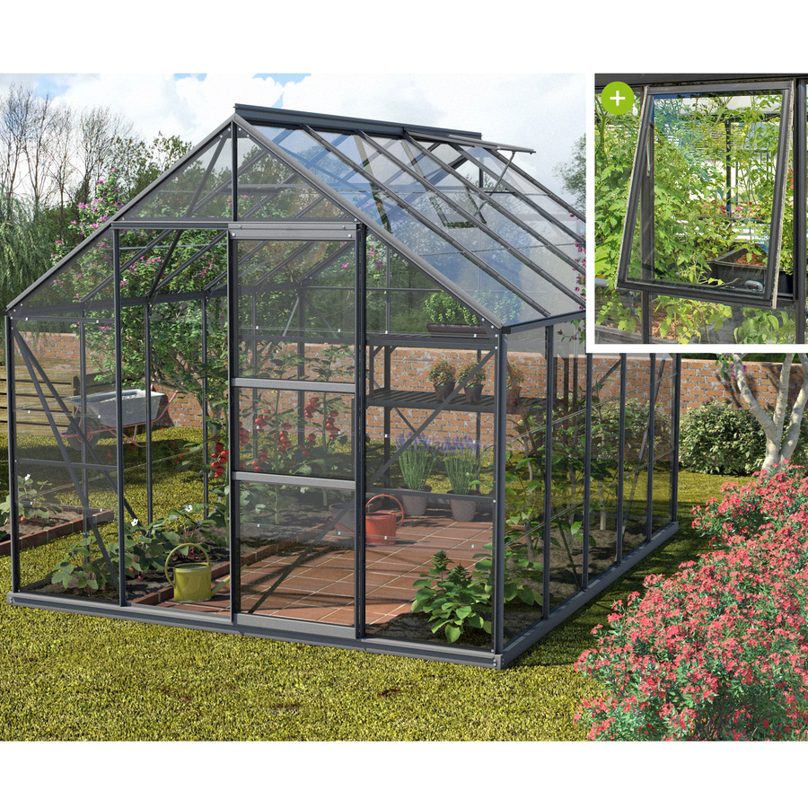 Vitavia Gewächshaus Meridian 8300 Schwarz mit 8,3 m² Fläche, Aluminiumrahmen und Sicherheitsglas - Bild 3