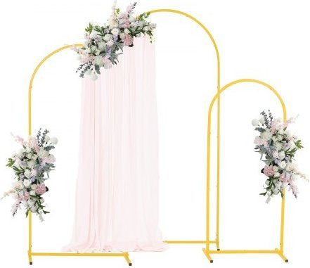 VEVOR 3er-Set Rundbogen-Hintergrundständer aus Metall in Gold für Hochzeiten, Geburtstage und Feiern, Höhe: 180 cm, 150 cm und 120 cm - Bild 1