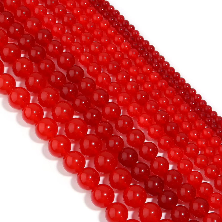 louleur Natursteinperlen, roter Chalcedon, rund, Unisex - Bild 4