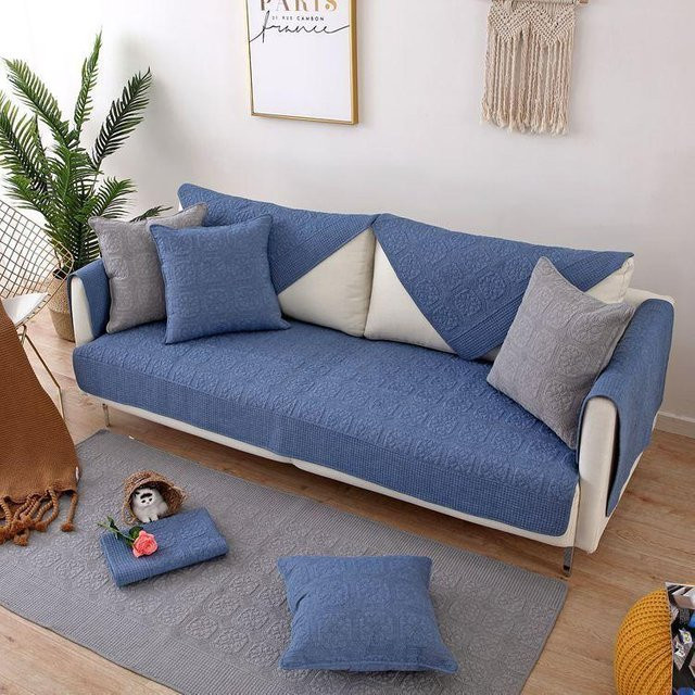 Bestickter Sofakissenbezug aus gewaschener Baumwolle im Koreanischen Stil, quadratisch, Breite: 70 cm, Höhe: 70 cm - Bild 1
