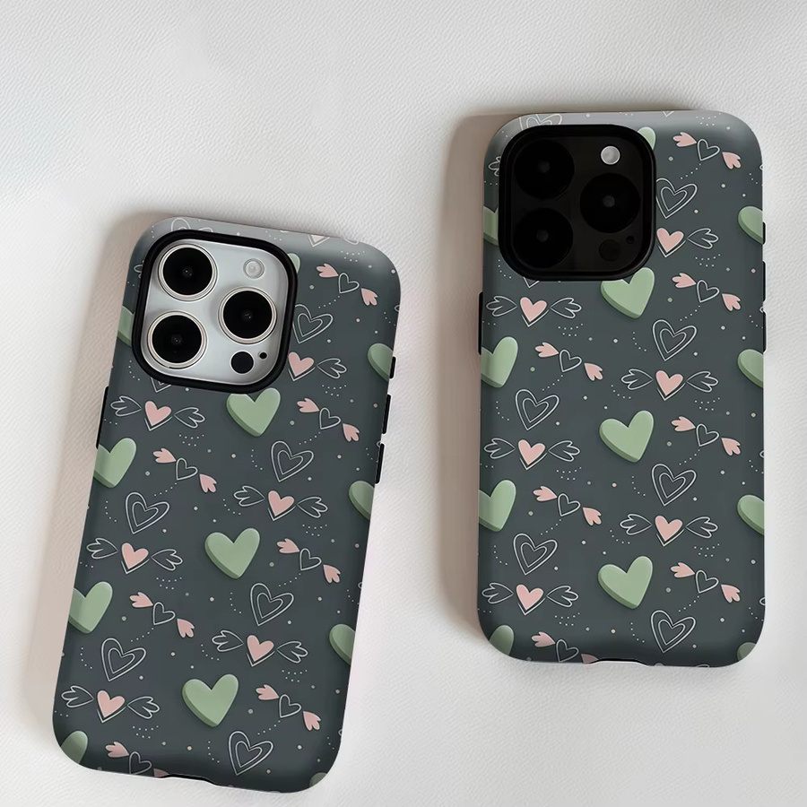 Potdemiel Aurea Case Matte Bumper MagSafe kompatible iPhone Hülle mit Salbeigrüner Geflügelten Herz-Abdeckung in Grün Multicolour - Bild 5