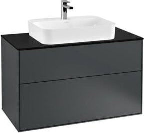 Villeroy & Boch Finion Waschtischunterschrank mit integrierter Wandbeleuchtung, Blau/Schwarz, B: 100 cm, H: 60,3 cm, T: 50,1 cm - Bild 1