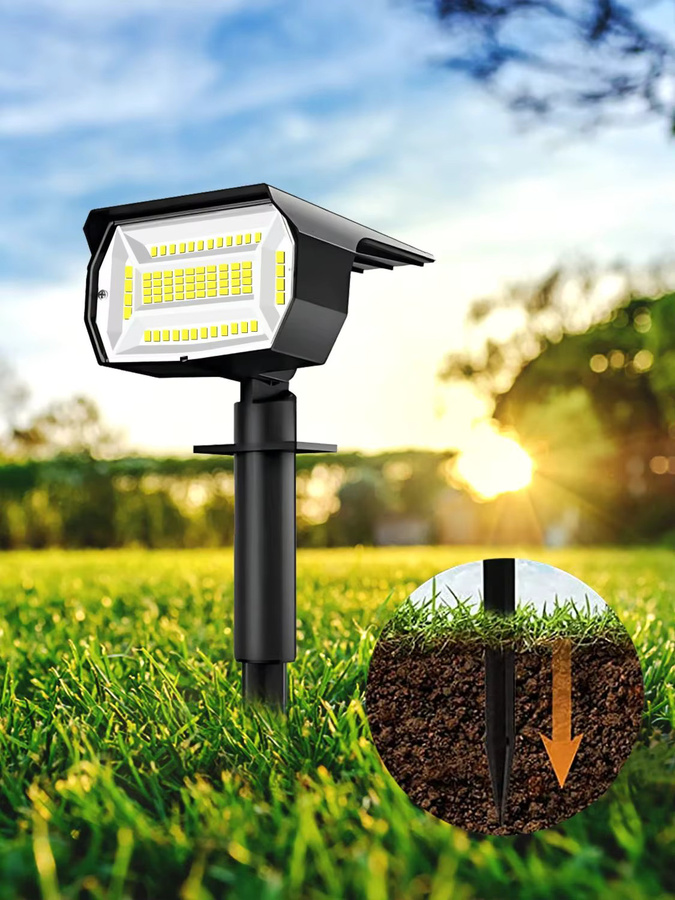 Solar LED Outdoor Spotlight mit 72 SMD LEDs in Schwarz, Wasserdichtes Solar Gartenlicht mit 3 Modi für Garten, Weg und Wand zur Landschaftsbeschaltung - Bild 4