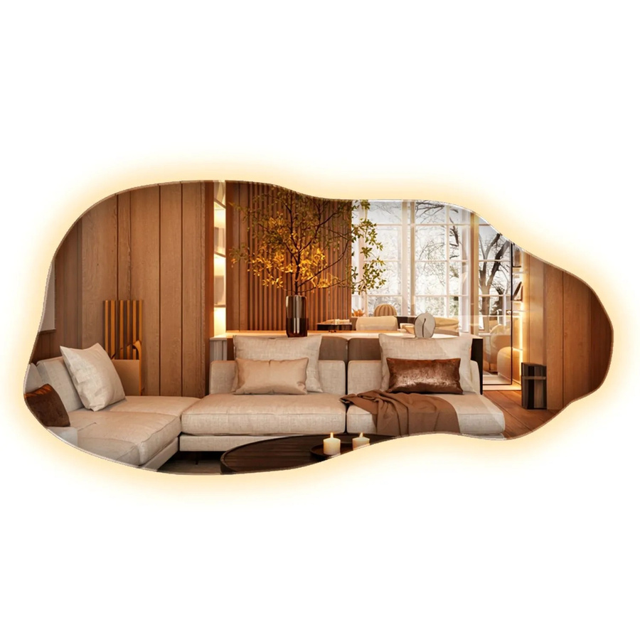 Wallfluent Unregelmäßiger LED-Lichtspiegel mit Warmweiß 3000K für Bad, Ankleidezimmer und Flur, B: 45 cm, H: 90 cm - Bild 2