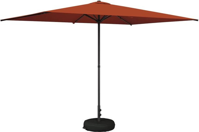 vidaXL Garten-Schirm mit Fuß in Orange aus Polyester und Stahl, rechtwinklig, B: 300 cm, H: 200 cm - Bild 1