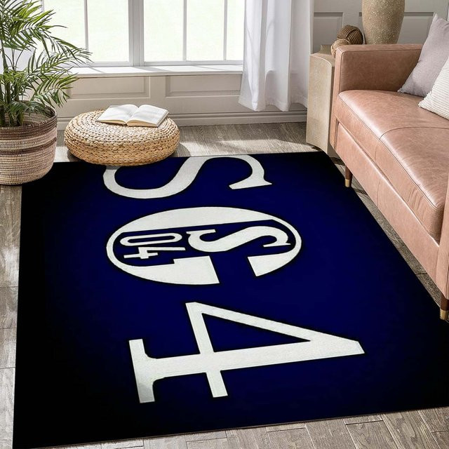 Schalke 04 Fußballfeld Umriss Teppich mit S04 Wappen, rutschfeste Fußmatte aus Polyester, B/B: 60 x 40 cm, Blau - Bild 1