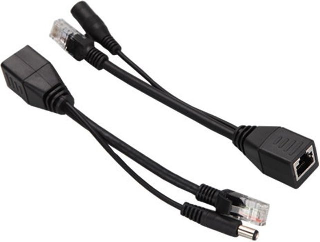 JCD Passive PoE Splitter und Injektor Adapter Set RJ45 Ethernet LAN für IP Kamera, Weiß - Bild 1