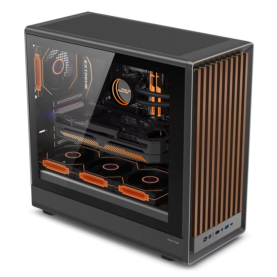 Power Train G1 G2 G3 Mesh Side Transparentes Desktop-Computergehäuse in Schwarz mit Unterstützung für ATX, MATX und ITX Motherboards sowie 360-Wasserkühlung - Bild 2