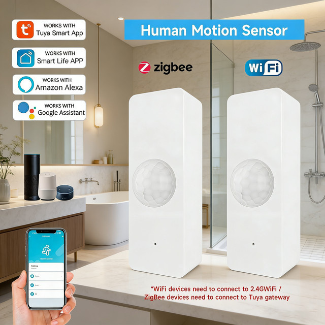 Tuya WLAN Zigbee Smart PIR Bewegungsmelder in Weiß, Infrarot-Körperdetektor für Haussicherheit und Einbruchalarm, kompatibel mit Smart Life und Alexa - Bild 1