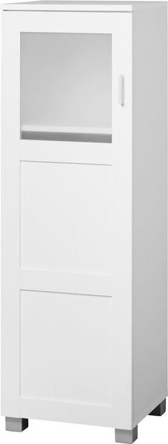 LIVARNO HOME Bad-Vitrine Basel in Weiß mit Glasrahmentüren und Regalböden, B/T/H: 34,8 x 37,0 x 115,1 cm - Bild 1
