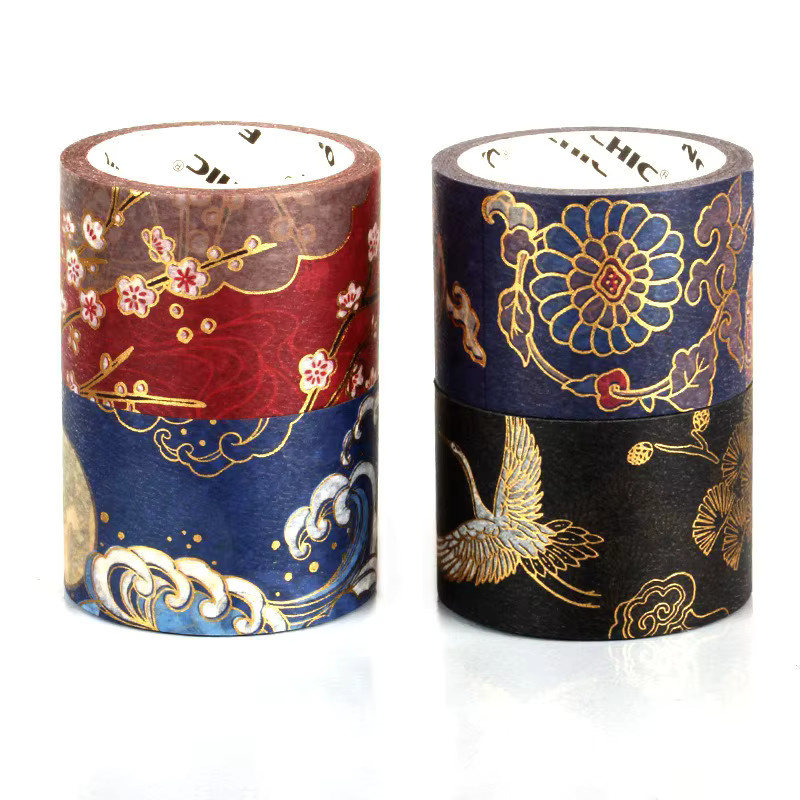 Imperial Heritage Washi Tape mit chinesischer Vintage-Landschaft und Goldfolie in Gold, Braun und Multicolour für Bastelarbeiten und Tagebuchgestaltung - Bild 5