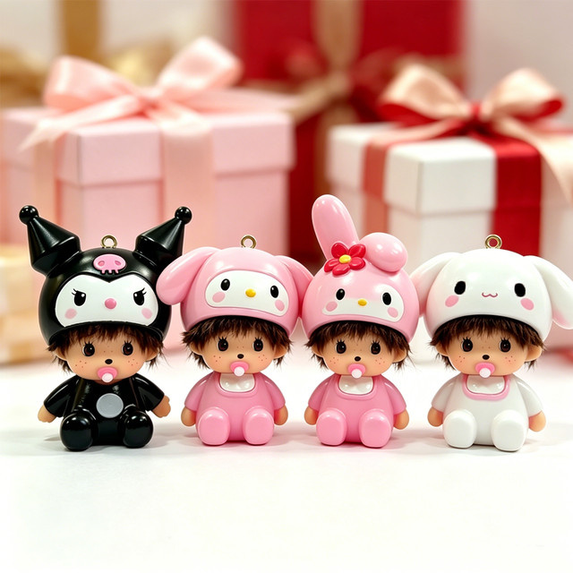 Sanrio Monchhichi Melody, Kuromi, Cinnamoroll und Hello Kitty Schlüsselanhänger, Unisex - Bild 1