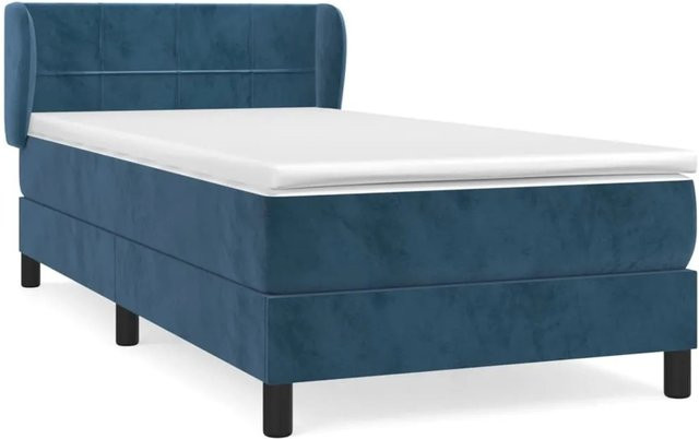 vidaXL Boxspringbett mit Matratze Dunkelblau Samt B/T/H: 100 x 200 cm - Bild 1