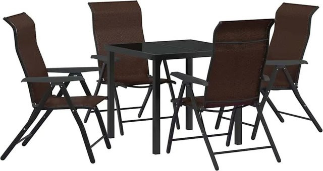 vidaXL Garten Essgruppe 5-teilig aus Poly-Rattan und Glas in Braun, höhenverstellbar - Bild 1