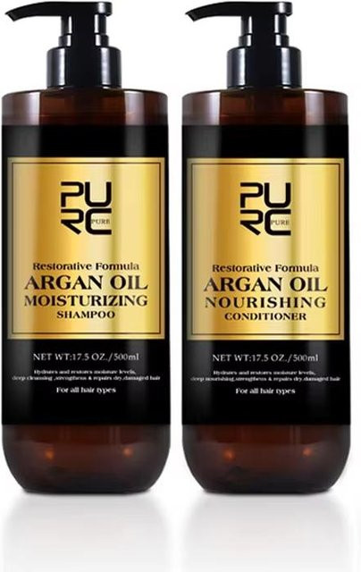 PURC Shampoo Conditioner Set Arganöl & Vitamin E, 1000 ml, für strapaziertes Haar - Bild 1