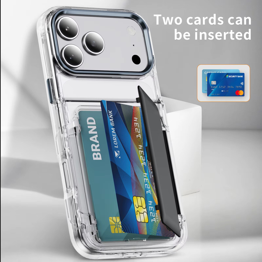 szHAIyu Transparente Flip-Wallet-Handyhülle mit Kartenfach und Ständer für iPhone, Stoßfestes Design in Orange - Bild 2